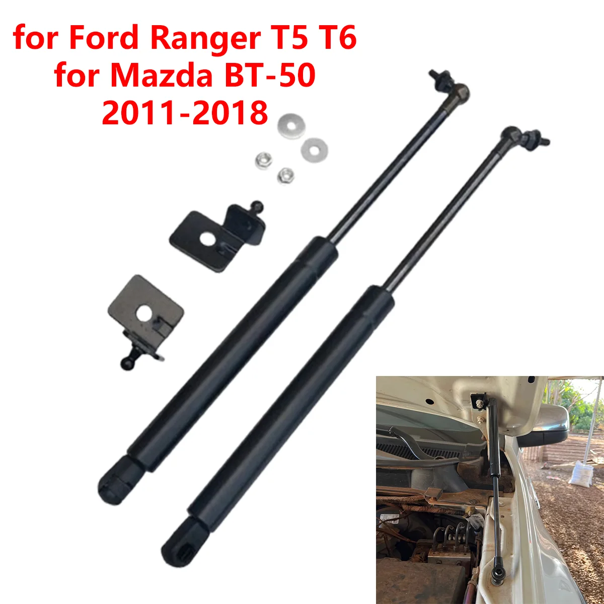 2 pçs capô do motor dianteiro do carro suportes de gás hastes de suporte de elevador para ford ranger t5 t6 2011-2018 para mazda BT-50 2012-2020