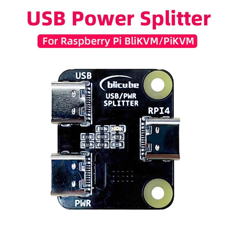Divisor de corriente USB para Raspberry Pi BliKVM "KVM sobre IP", compatible con HDMI, CSI 1 en 2, divisor de corriente tipo C