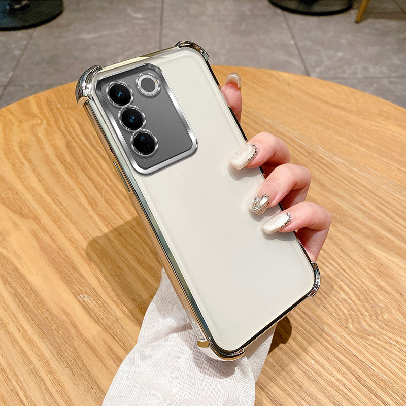 Für Vivo V25e in LATAM Fall vivo V27e Abdeckung Vivo T2 Telefon Fall V2237 Weiche Stoßstange Stoßfest Schützen Abdeckung Klar galvanisieren