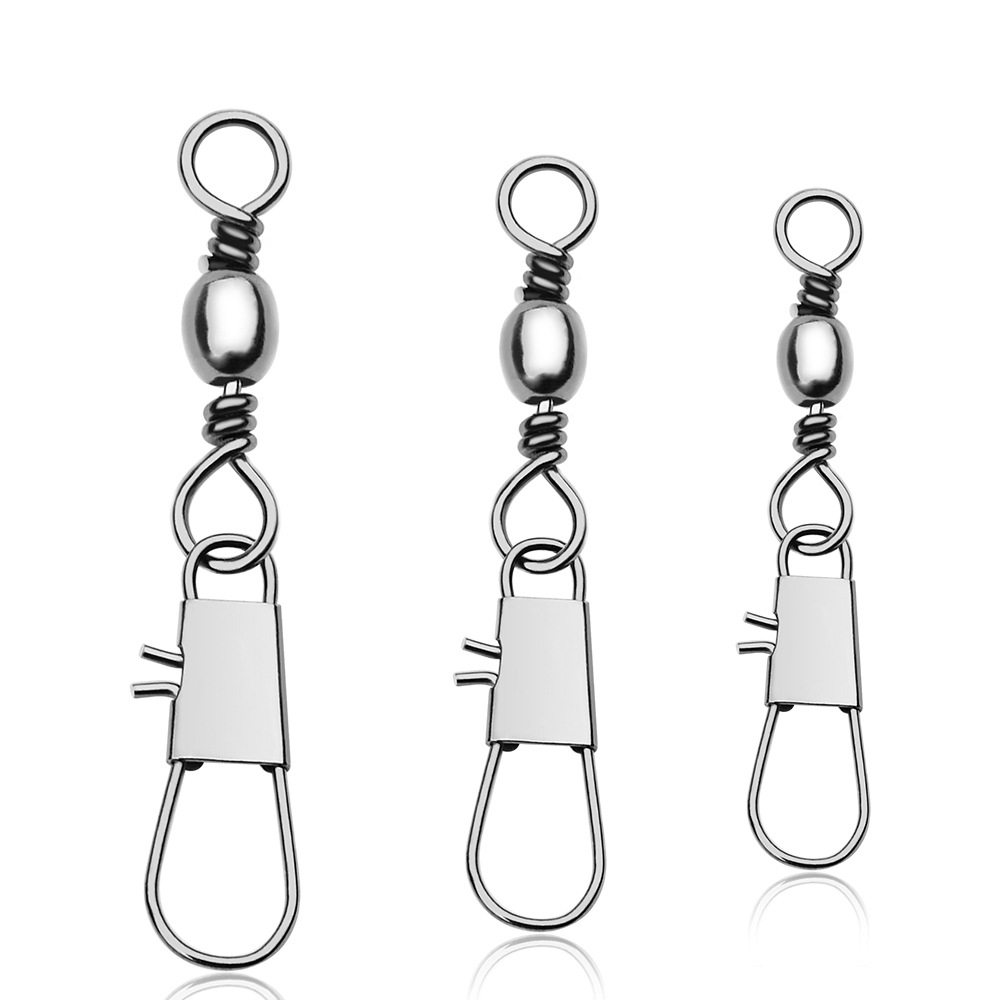50-100 pçs gira conector de pesca pino rolamento rolamento giratório snap fastlock clipes anzol equipamento de pesca acessórios