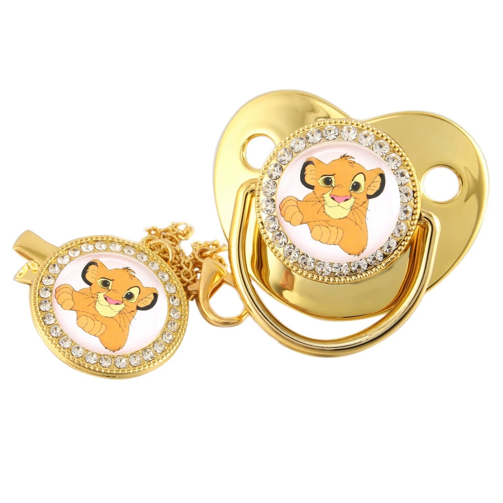 Chupeta de bebê Disney Simba com clipe de corrente sem BPA Chupeta manequim brilhante
