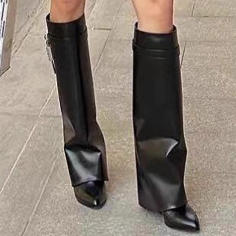 Marca designer 2025 inverno novo escritório ao ar livre confortável deslizamento-em botas femininas na altura do joelho botas casuais góticas botas de motocicleta 35-41