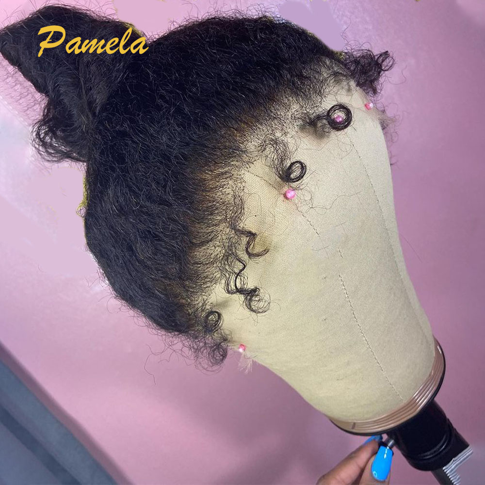 Kinky Edges Kinky Straight Pre Cut 360 Lace Front Glueless Wig Human Hair 100% Human Hair Brazilian Hair Wig Ready To Go