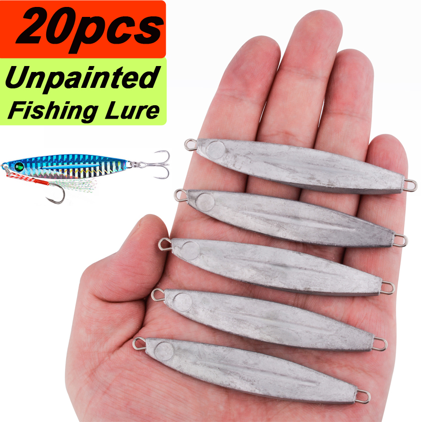 20 Pz/lotto Richiamo di Pesca Non Verniciato Jigbait 40g 28g 21g 17g 14g 10g 7g Shore Cast Nake Maschere Esche Artificiali Colore Originale