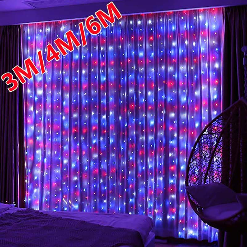 Guirlande de rideau Led 6x3/4x2/3x3m, guirlande lumineuse féerique avec télécommande, guirlande de nouvel an, décoration de noël, fête de mariage, décoration de maison