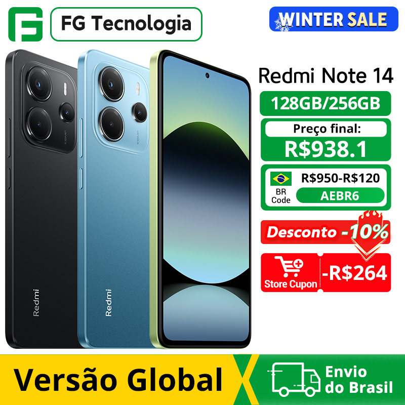 Versão global xiaomi redmi note 14 smartphone helio G99-Ultra 108mp câmera ai 6.67 "120hz display amoled 33w 5500mah bateria