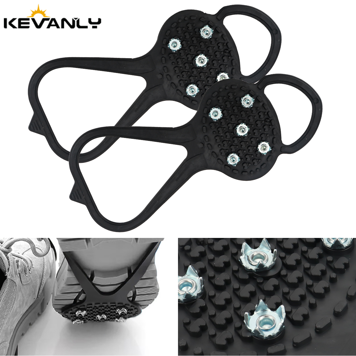 1 par de 5 tachuelas antideslizantes, hielo, nieve, Camping, zapatos para caminar, botas de seguridad de invierno, Crampones de escalada profesionales universales