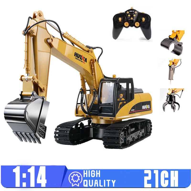 Huina 550HD 1:14 Legierung Fernbedienung Bagger 21CH Metall Graben Eimer Bau Fahrzeug 2,4G Wireless Große Bagger Spielzeug