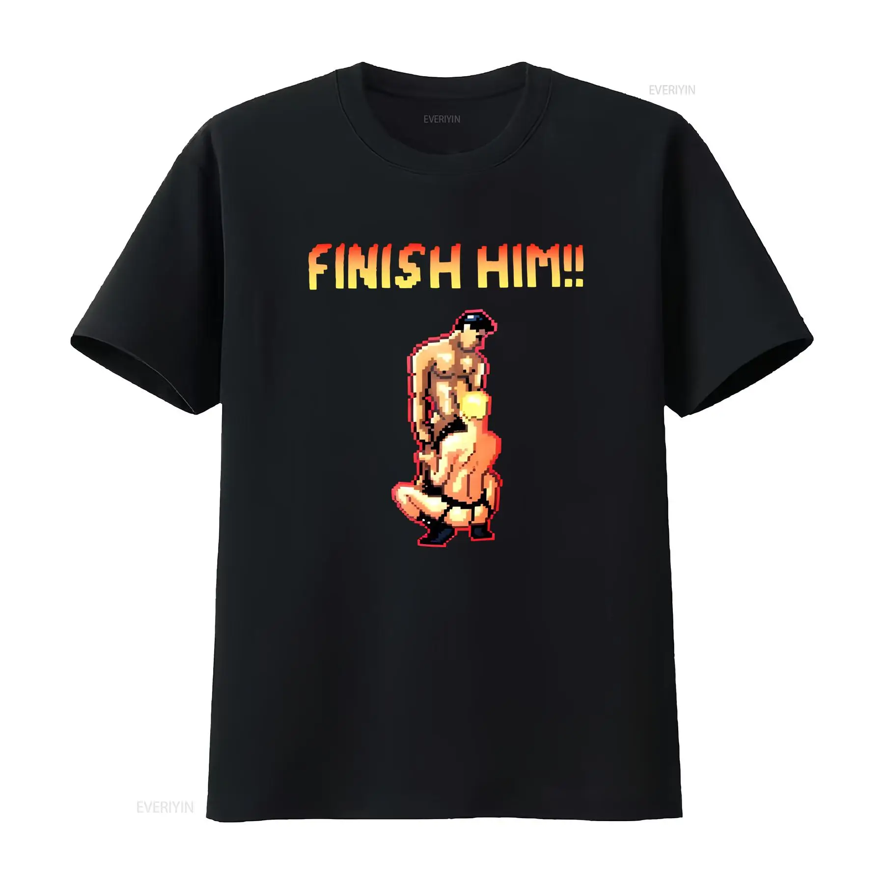 Gamer Gayming Finish Him T-shirt 8bit Pixelated Baggy Boyfriend Baseball 3103 vintage gewassen comfortabele homme graphic
