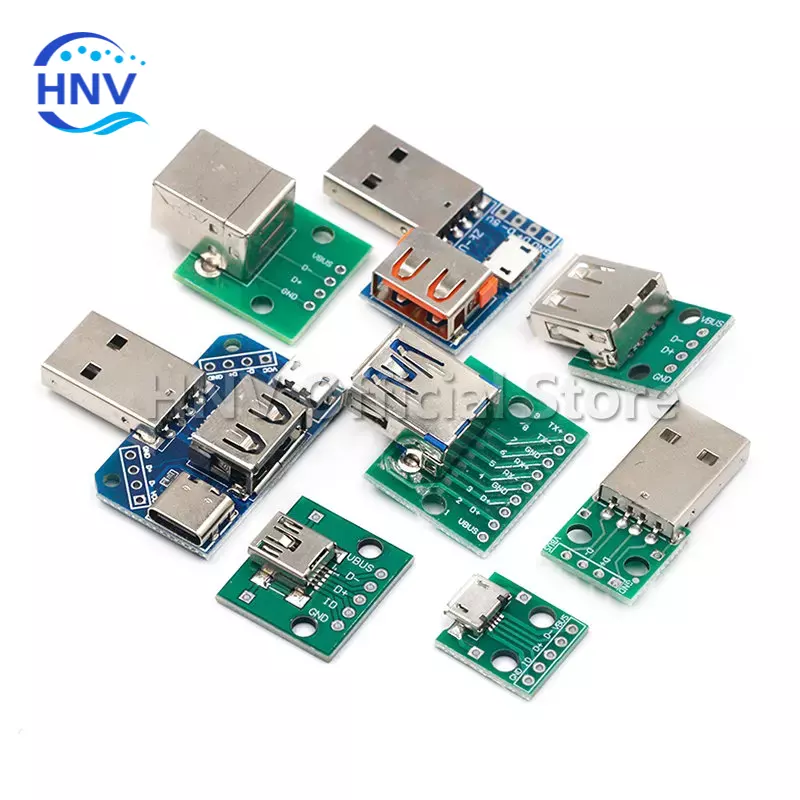 1 sztuk USB męskie złącze/MINI MICRO USB do DIP Adapter żeńskie złącze 2.54 złącze B type-c USB2.0 3.0 kobieta konwerter PCB