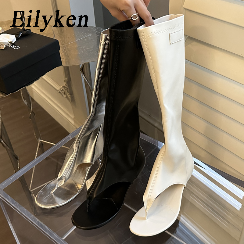 EILYKEN-Sandales à Talons Bas et Fermeture Éclair pour Femme, Chaussures d'Été de Styliste à la Mode pour Banquet