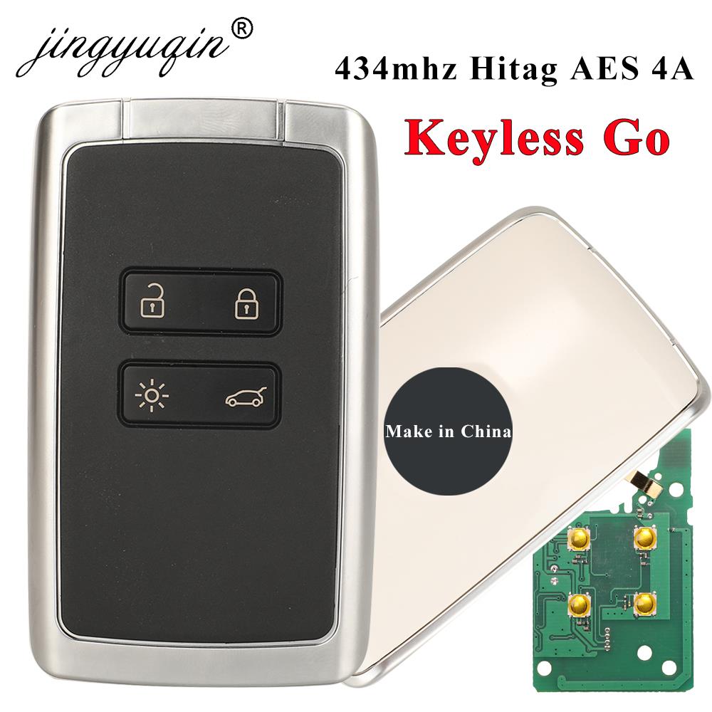 Jingyuqin 4BTN Chave Remota Inteligente 434mhz Hitag AES 4A pcf7953M para Renault Megane 4 Talisman Kadjar Espace 5 Keyless Go Chave de Entrada