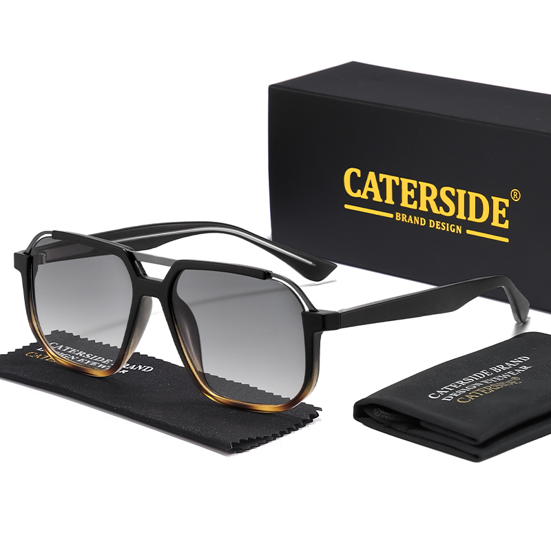 Gafas de Sol Clásicas CATERSIDE para Hombre, Diseño Creativo de Doble Puente Plano, Gafas de Sol para Mujer, Decoración para Fiestas al Aire Libre