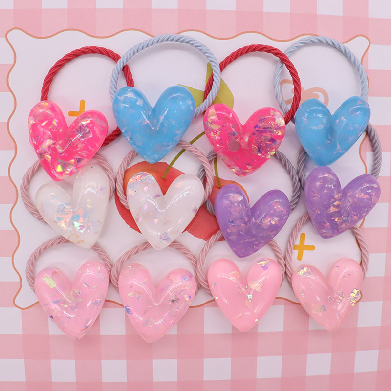 2 pçs/set nova moda amor bandas de borracha do cabelo das crianças coloridas bandas elásticas para acessórios para o cabelo da menina do bebê bandana scrunchie