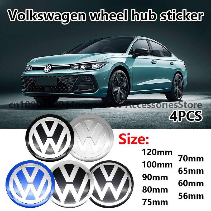 56/60/65/70/75/80/90/100/120mm 4 Uds pegatina central de rueda de coche pegatina de cubo para Volkswagen Golf 5 6 Polo Passat Tiguan CC Bettle Bora