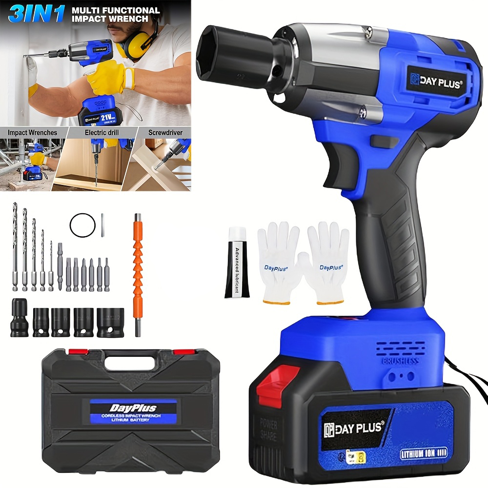 Pistolet à percussion électrique sans fil, odorà percussion à couple élevé, batterie 3000mAh, tournevis à percussion sans balais pour voitures, camions, camping-cars, tondeuses