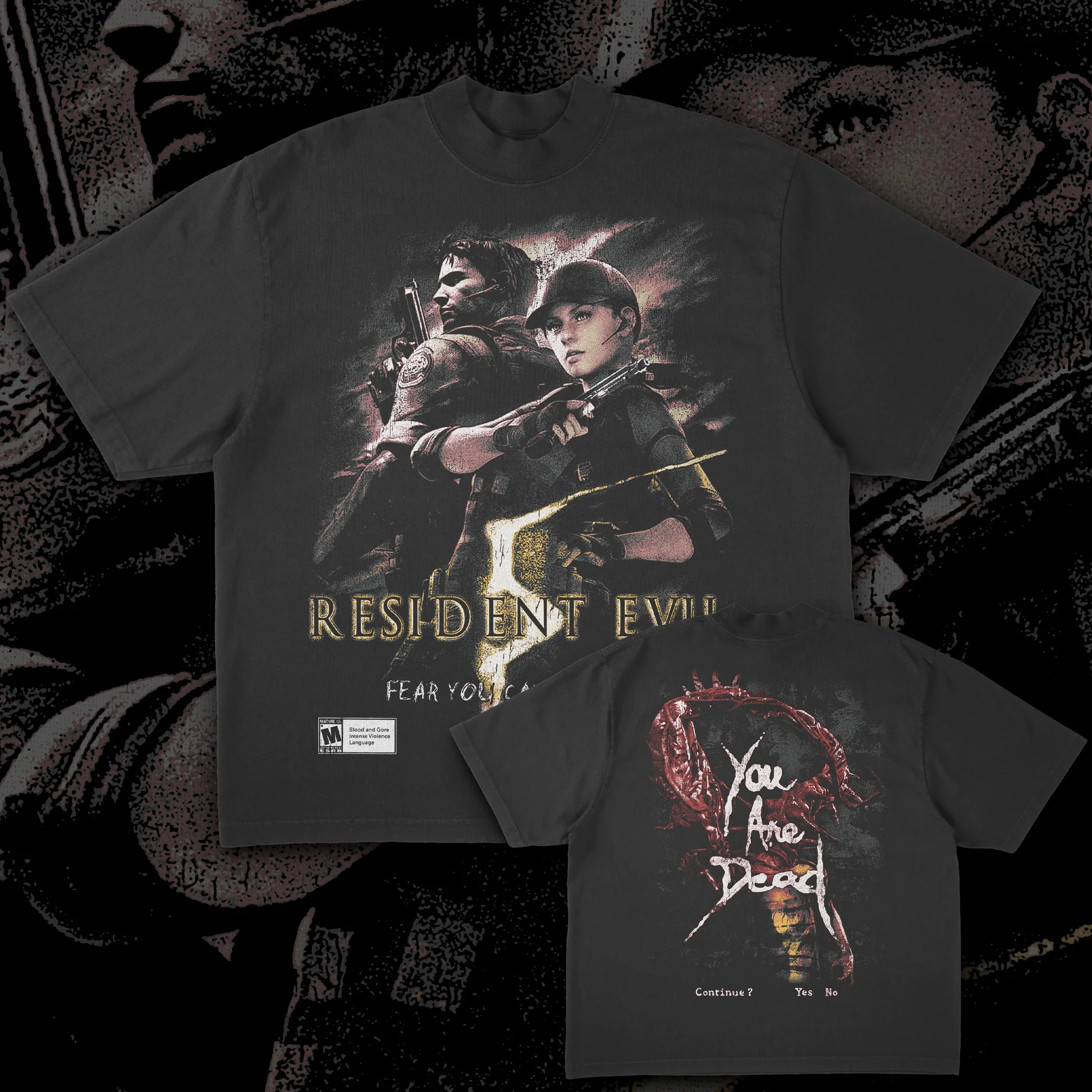 T-Shirt im Retro-Stil mit dem Motiv des klassischen Horrorspiels „Resident Evil“ im 90er-Jahre-Stil, lockeres, lässiges Unisex-Streetwear-Grafik-T-Shirt