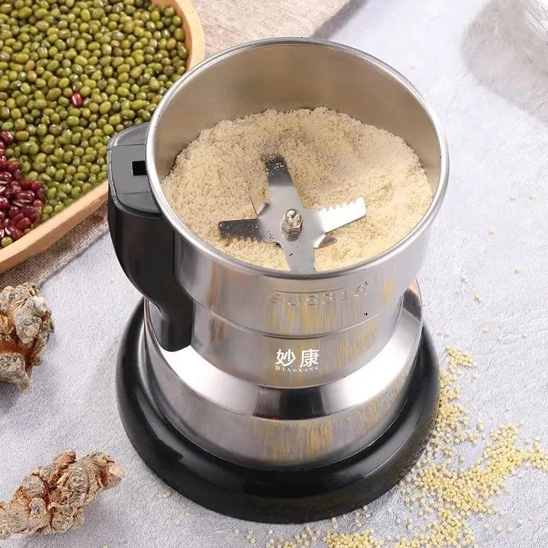 Электрическая кофемолка Zai Xiao 400 Вт для кухни: измельчитель зерен, орехов, специй, круп. Многофункциональная домашняя кофемолка.