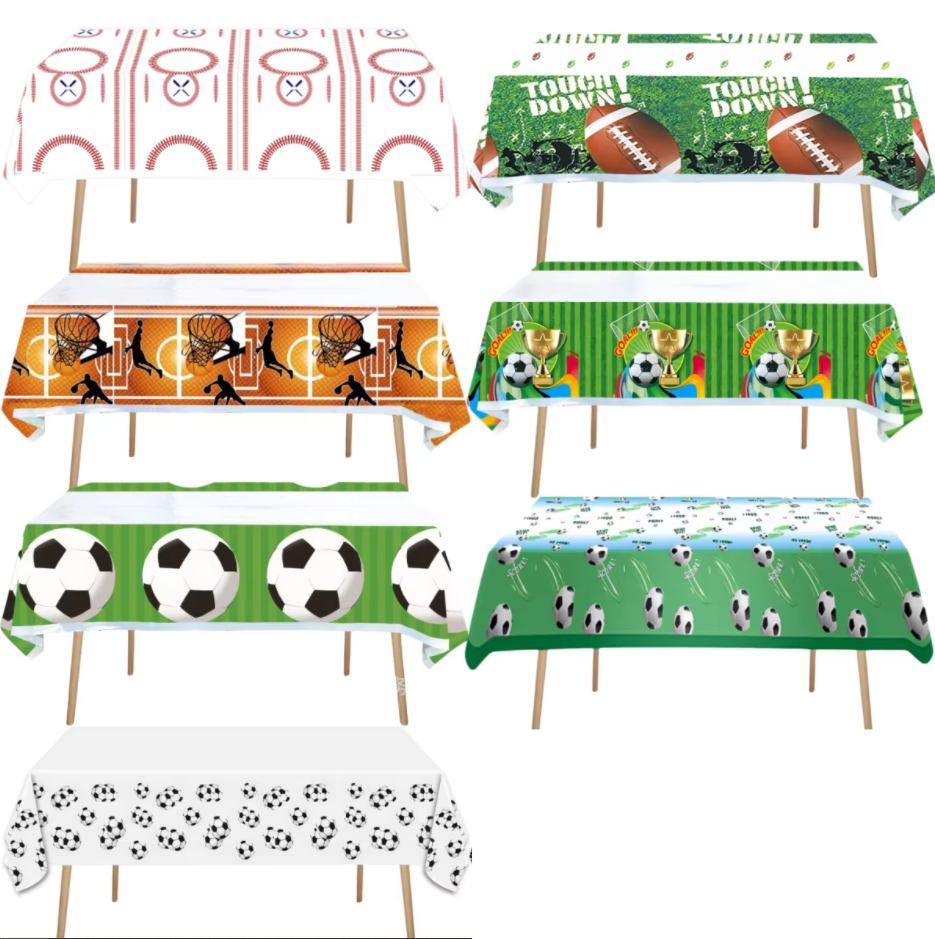 Taplak meja sepak bola dekorasi pesta ulang tahun sepak bola taplak meja sekali pakai taplak meja basket kesukaan anak-anak hadiah perlengkapan pesta ﻿