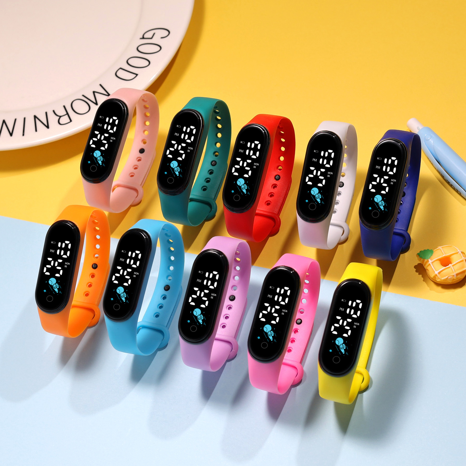 Kawaii relógio inteligente para crianças moda ao ar livre à prova dwaterproof água esportes crianças relógios menino meninas relógios digitais silicone montre enfant