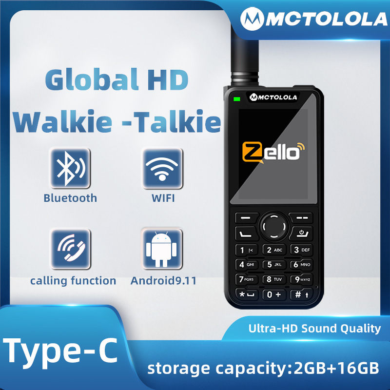 Nuevo Walkie Talkie 4G POC con Android 9,0, pantalla de 2,4 pulgadas, función telefónica Zello, Wi-Fi 2 + 16GB, 5000KM, cobertura Global