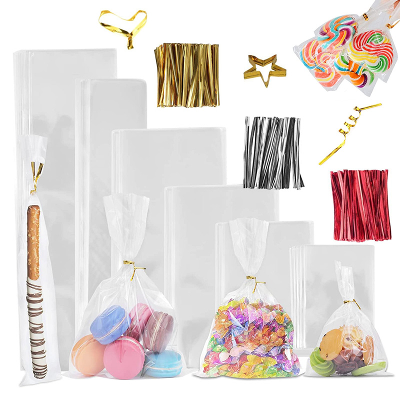 50/100 stücke Transparente Flache Open Top Tasche Von Zellophan-beutel Für Süßigkeiten Lutscher Cookies Backen Lebensmittel Verpackung Party geschenk Beutel