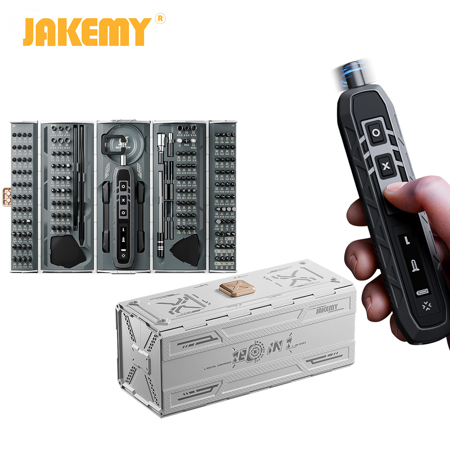 JAKEMY 180-in-1 precisieschroevendraaierset met magnetische bits - elektrische of handmatige versie optioneel voor reparatie van laptop/telefoon/brillen