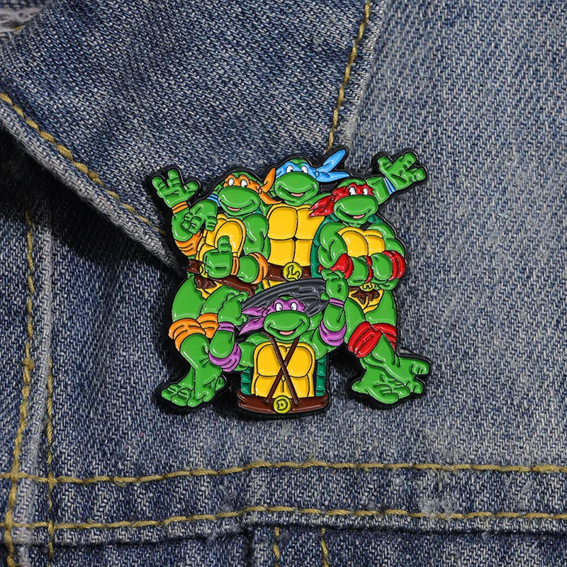 1 шт., брошь в виде черепахи ниндзя, TMNT, мультяшная периферийная металлическая эмалированная булавка, одежда, декор для рюкзака, значок, аксессуары