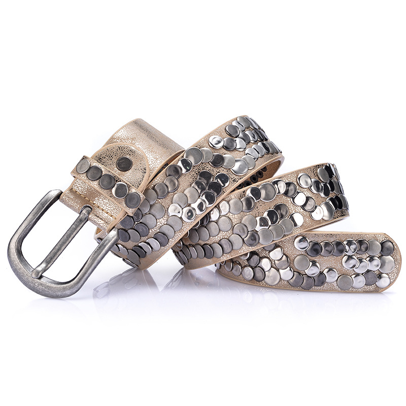 เข็มขัดผู้หญิงแฟชั่น Punk Pin Buckle Vintage Rivets Luxury Lady's Original เข็มขัดหนังผู้หญิงกางเกงยีนส์เข็มขัดหญิง