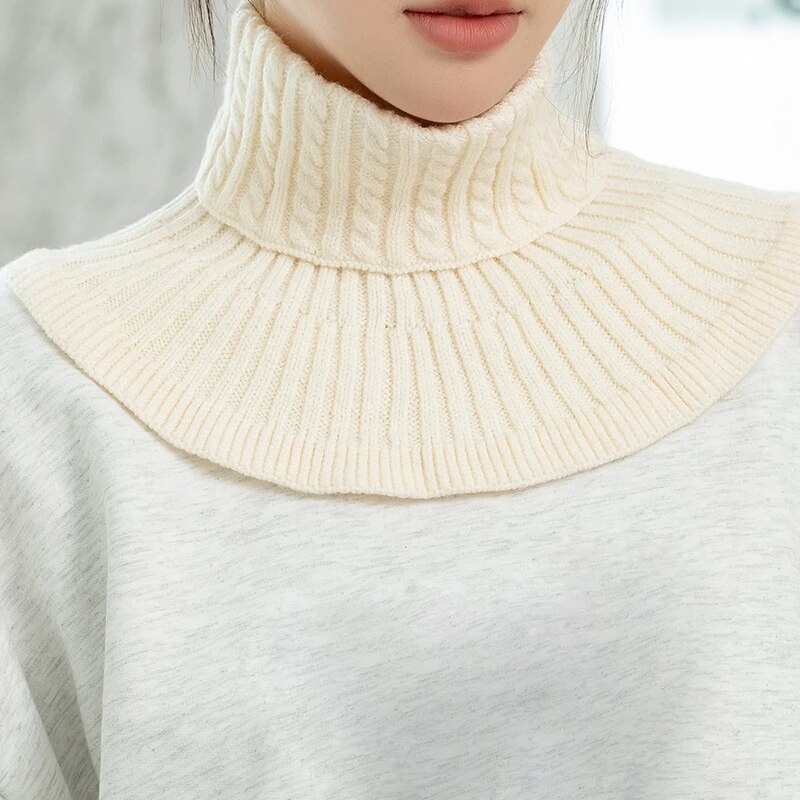 Inverno destacável algodão malha gola alta para mulheres colar falso moda quente capa cabeça pescoço guarda colar unisex