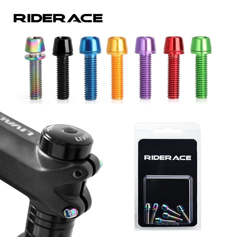 Vis de guidon de vélo en acier coloré plaqué titane, 6 pièces/ensemble, M5 x 18 mm, vis de fixation pour potence de guidon de VTT