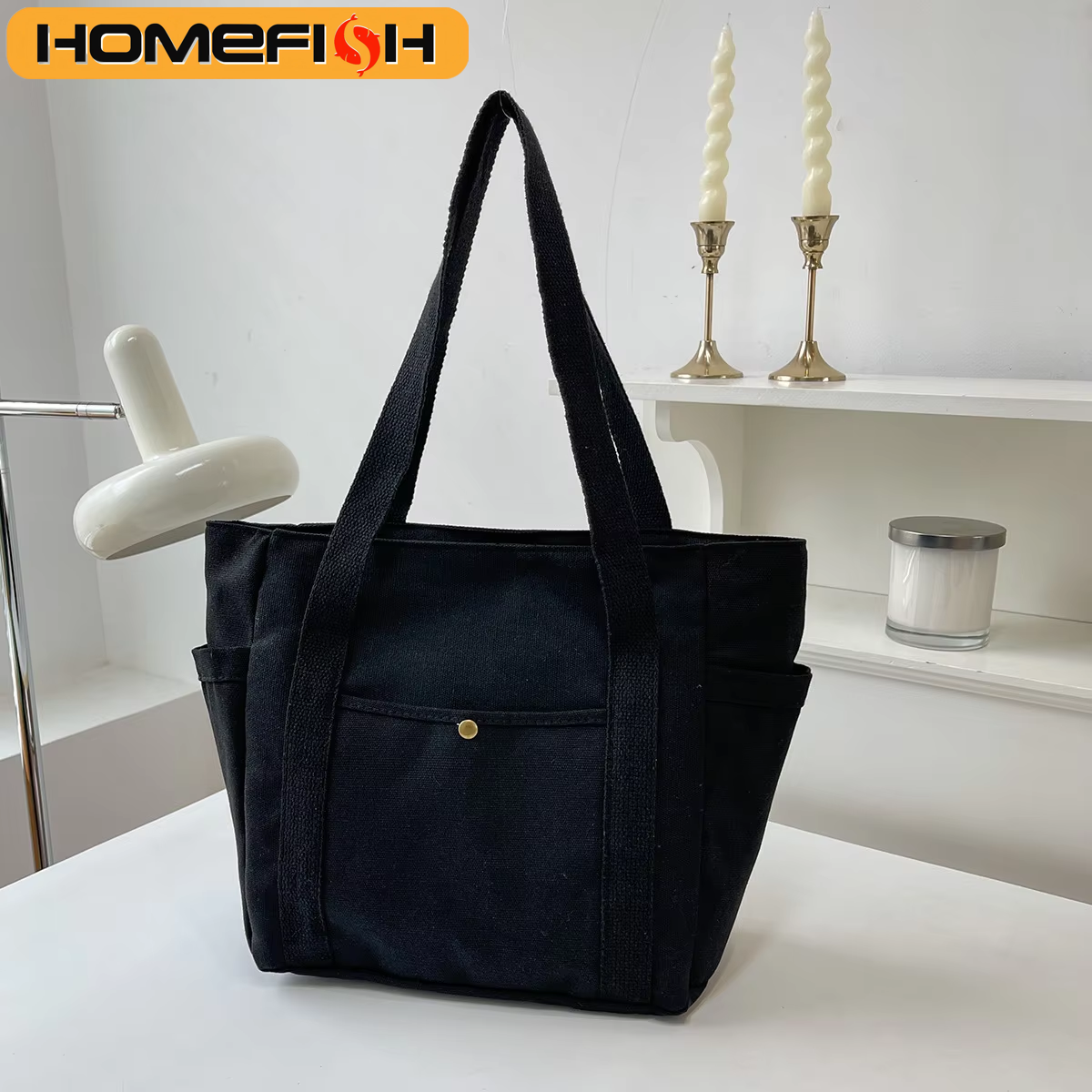 Borsa in tela HOMEFISH, versatile borsa a tracolla, grande capacità, porta libri, borsa per studenti, per il lavoro, portatile in tessuto