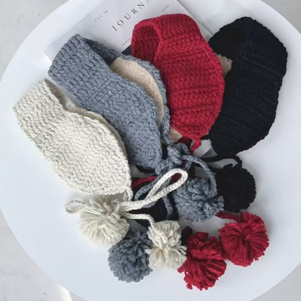 Handgemaakte Koreaanse Stijl Y2k Pluche Oorbeschermers Dikker Zacht Warm JK Gebreide Oorklep Effen Kleur Winddicht Winter Oor Cover Meisje