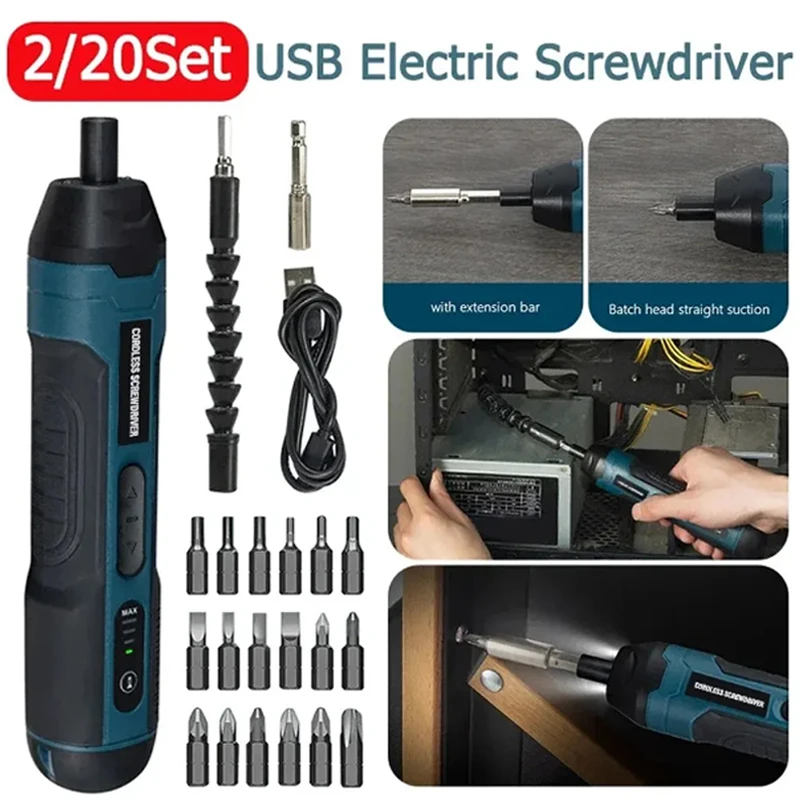 Mini Cordless Electric Screwdriver 1300mAh Rechargeable Torque Adjustment Power Drill Multi-function Disassembly Repair Tools