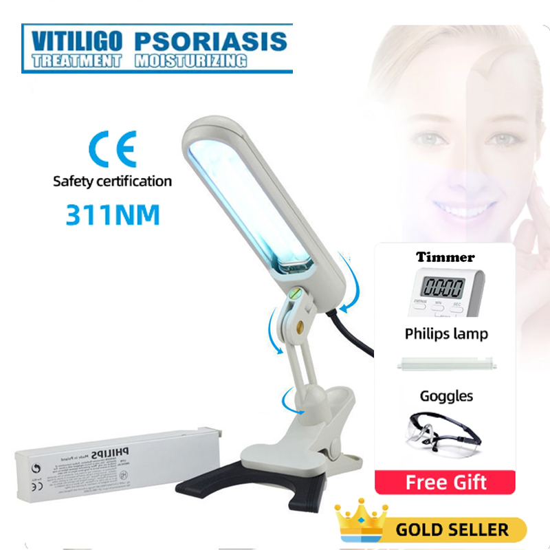 Il dispositivo per fototerapia ultravioletta UV 311nm utilizza la lampada Philips UVB per trattare vitiligine, psoriasi, macchie bianche e malattie della pelle