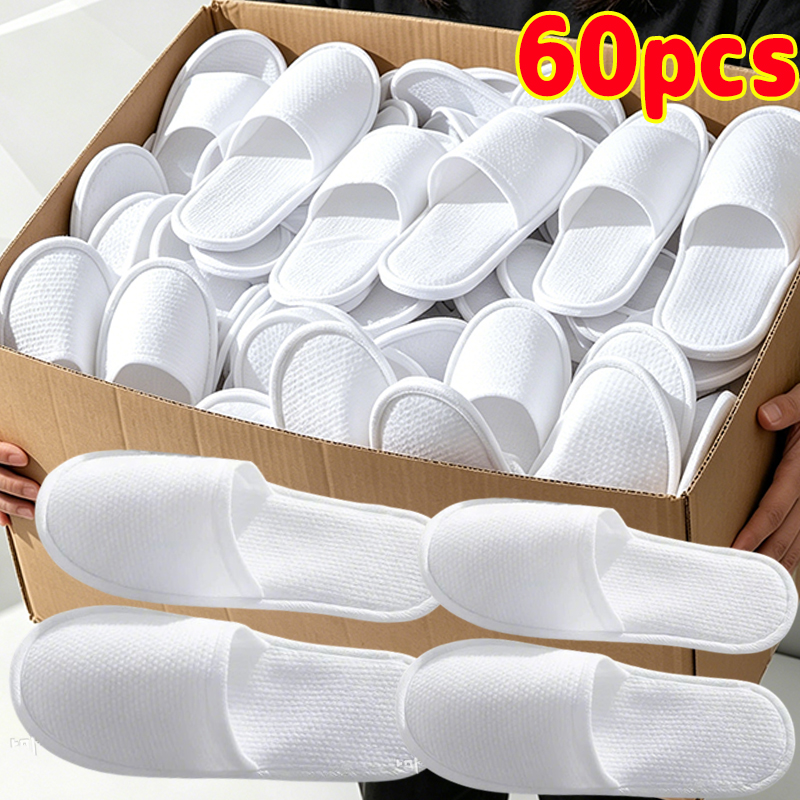 Pantuflas Desechables Blancas Antideslizantes, Pantuflas de Casa Empaquetadas Individualmente, Pantuflas Unisex para Hotel, Viajes y Hogar