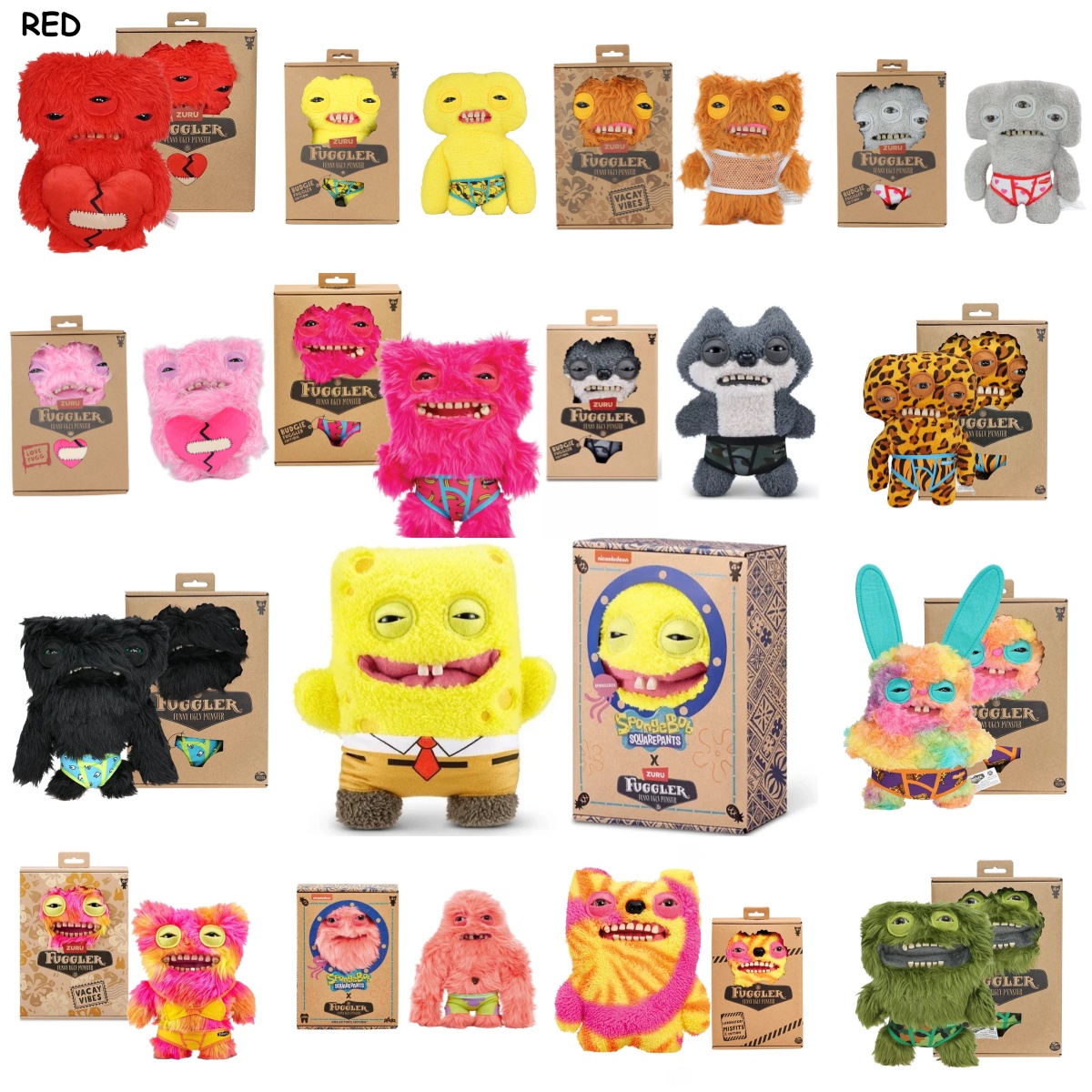 Brinquedos de Pelúcia Fuggler Ugly Teeth Monster, Série de Animais de Pelúcia Engraçados da Série Vacay Vibes