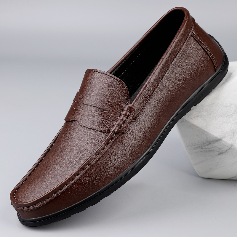 Echt leer Heren Loafers Comfortabele heren casual schoenen Luxe merk Man formele kleding Schoenen Ademende instappers Bootschoenen