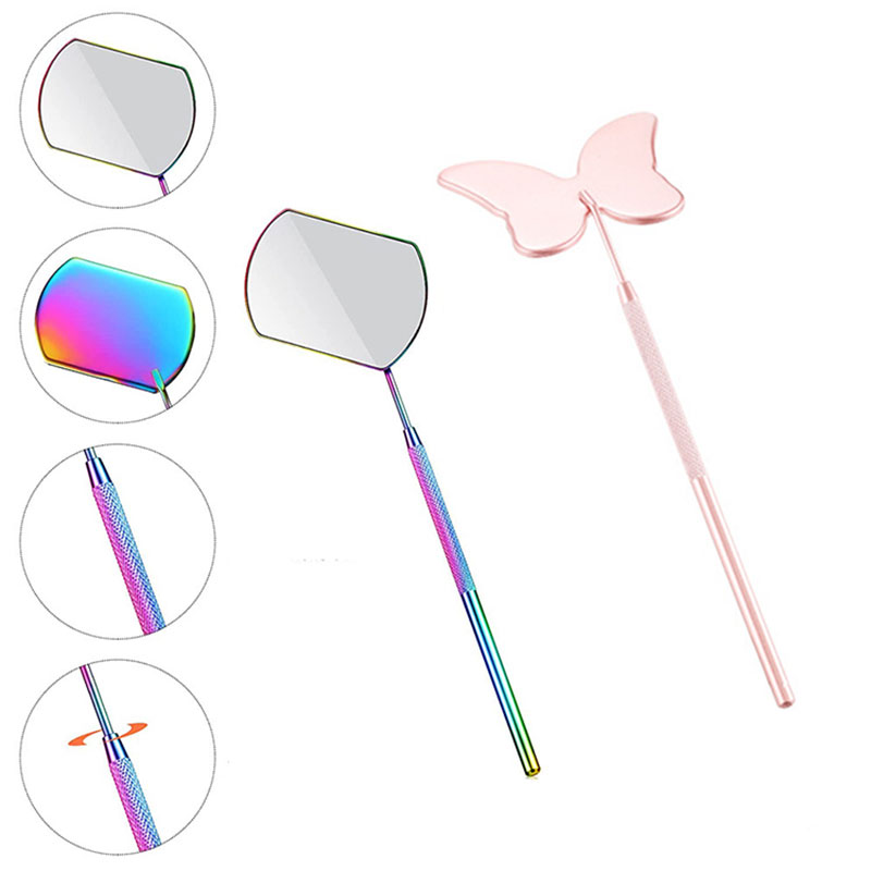 Grand miroir grossissant à poignée longue pour vérifier l'extension des faux cils, outil de maquillage de beauté