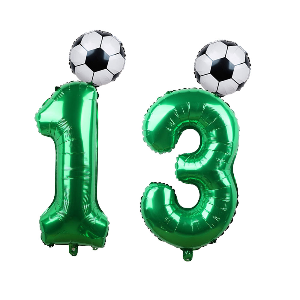 2 Buah/Lot 32 Inci Angka Hijau Balon Foil 18 Inci Sepak Bola Balon Helium Sepak Bola Ulang Tahun Sepak Bola Parti Olahraga Bertema Dekorasi Pesta