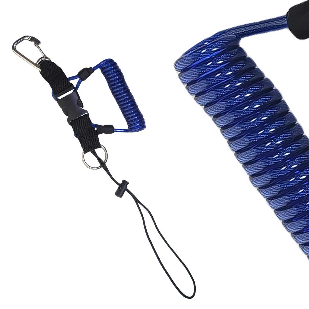 Scuba Safety Diving Lanyard Spiral Spring Coil Lanyard Swivel Hook TPU Camera Anti-lost Rope with Quick Release Buckle