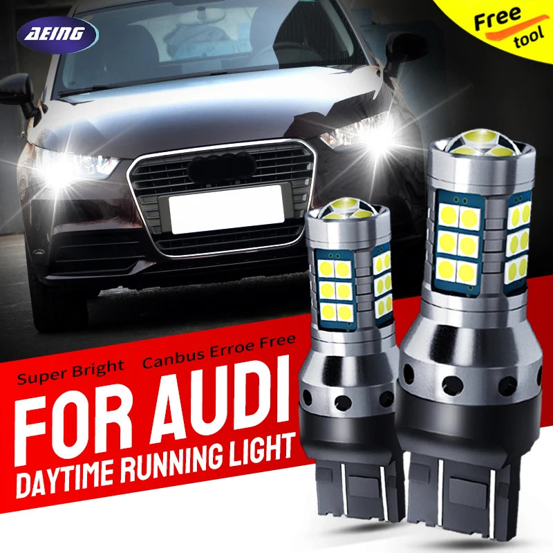 2pcs T20 7440 W21W 7505 LED ไฟวิ่งกลางวัน Blubs DRL CANbus ข้อผิดพลาดฟรีสําหรับ Audi A1 8X 2010-2014 Q3 8U 2011-2018