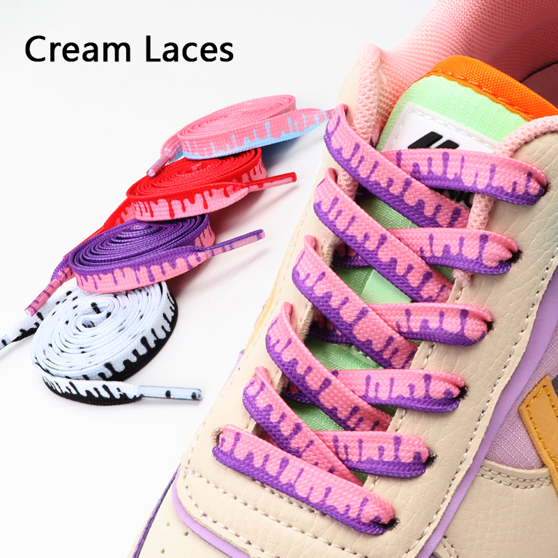 Phẳng AF1 Kem Dây Giày Nhiều Màu Sắc In Gradient Dây Giày Cho Giày Cổ Điển Quan Vịt Canvas Dây Giày Cho Unisex