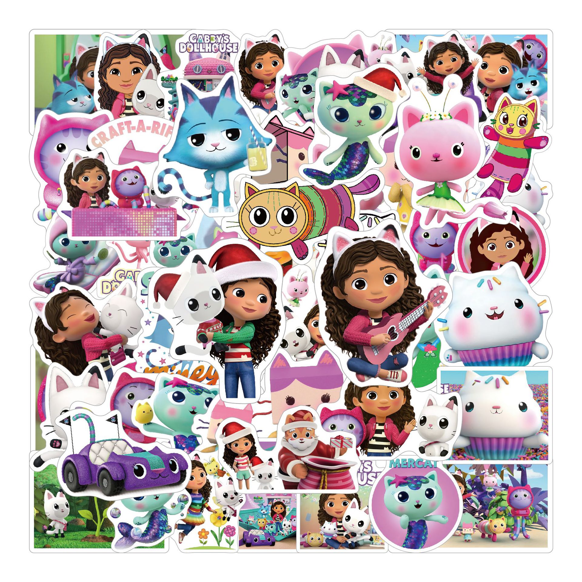 10/30/50PCS Gabby's Dollhouse Stickers Kids Toys Sticker Funny Animation Decals Cute Cat Cartoon Decoration Laptop Guitar Bike