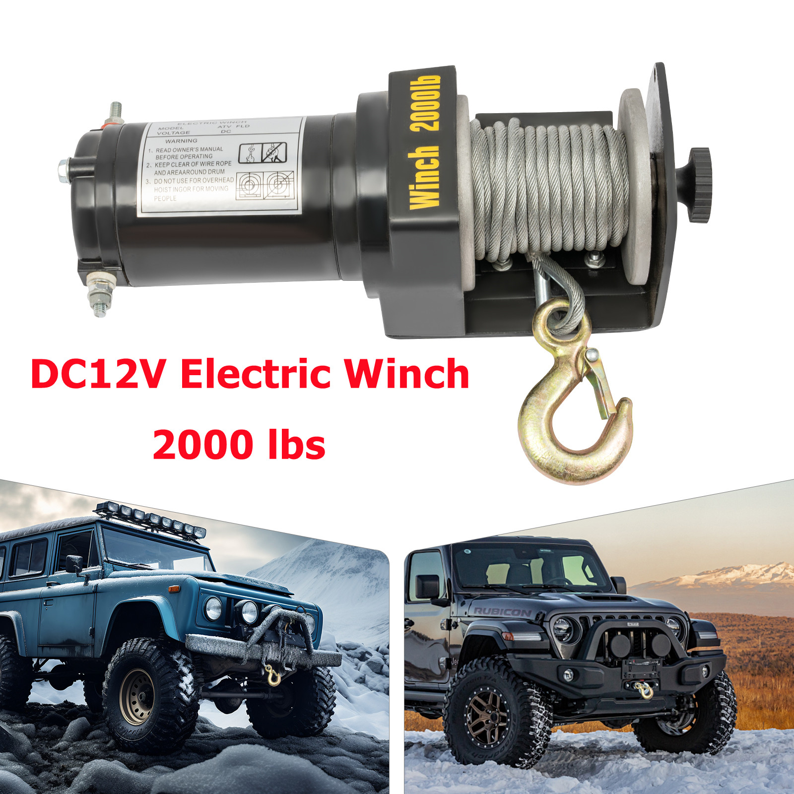 Elektrische Winde mit 6 m Kabel, 2000 lbs fahrzeugmontiertes Boots-Traktionshebegerät DC 12 V