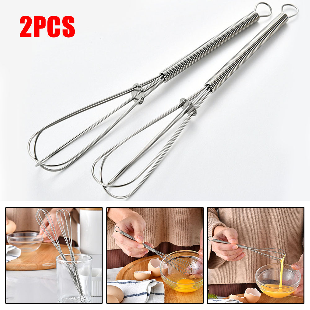 2pcs มินิสแตนเลสสตีลบอลลูนลวด Whisk คู่มือไข่ Beater Mixer ครัวเบเกอรี่ภาชนะครีมนมเนย Whisk