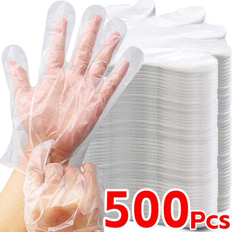 500/100 шт. одноразовые перчатки, пищевые пластиковые прозрачные перчатки для ресторана, жареная курица, перчатки для пиццы, кухонная посуда