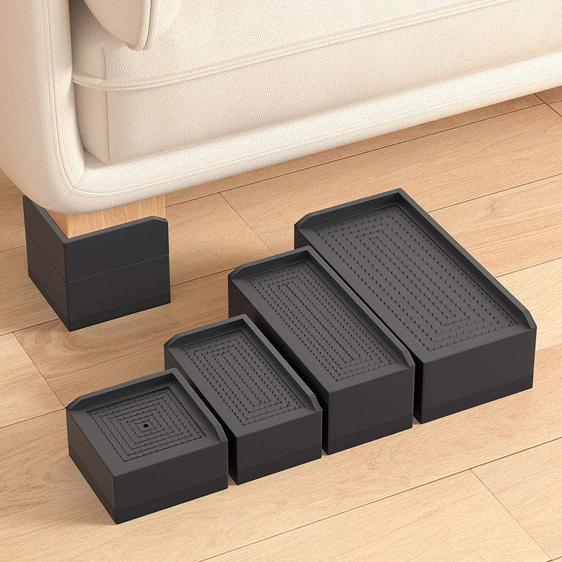 Paquete de 4 almohadillas universales para pies de muebles (sofá/mesa de té/gabinete para zapatos): almohadillas de elevación ajustables antideslizantes impermeables