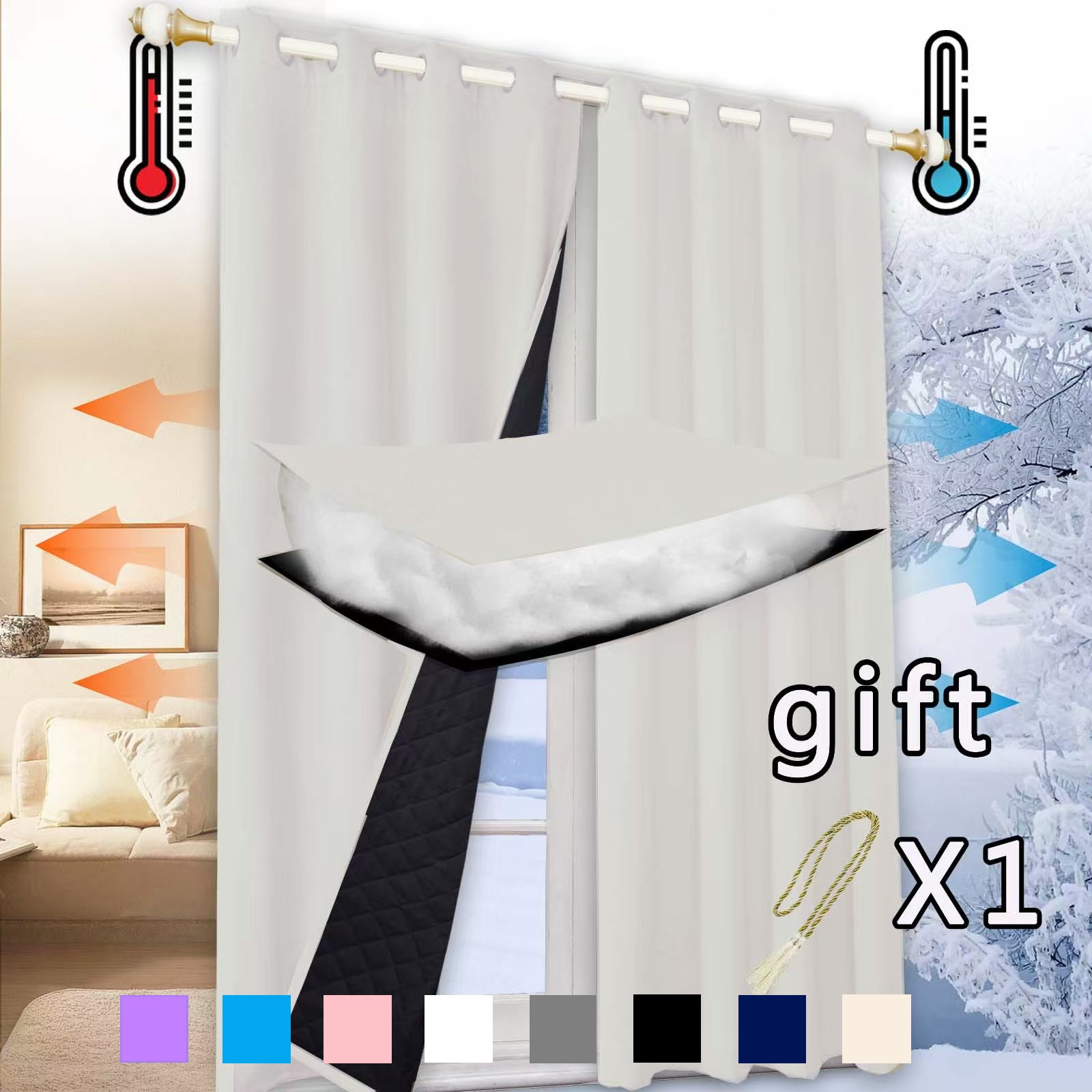 Inverno quente acolchoado pasta cortinas de algodão para o quarto 100% blackout grosso cortinas térmicas à prova de som frio à prova de vento