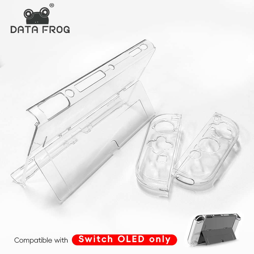 DATA FROG Kryształowe Etui Ochronne na Konsolę Switch OLED Przezroczysta Twarda Obudowa Odporna na Zarysowania Akcesoria do Konsoli do Gier